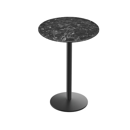 Holland Bar Stool Co 36 Tall OD214 Black Table Base w22 Dia foot and 32 Dia Black Marble Top, IndoorOutdoor OD214-2236BWODS32RBM
